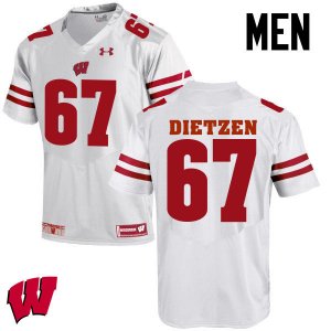 Men's Wisconsin Badgers NCAA #67 Jon Dietzen White Authentic Under Armour Stitched College Football Jersey YX31O74QQ